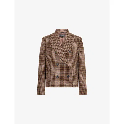 Weekend Max Mara Omens Wine-coloured Gerusia Double-breasted Wool Blazer In Brown