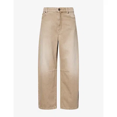 Weekend Max Mara Omens Worn-look Barrel-leg Denim Jeans Beige Light Colour Used