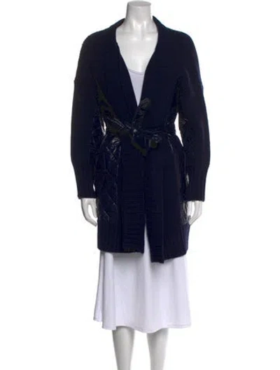 Pre-owned Weekend Max Mara Open Front Sweater In Blue