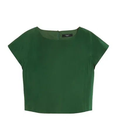 Weekend Max Mara Open-necked Black Shirt In Green