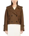 Weekend Max Mara Gabardine Short Wool Jacket In Tobacco