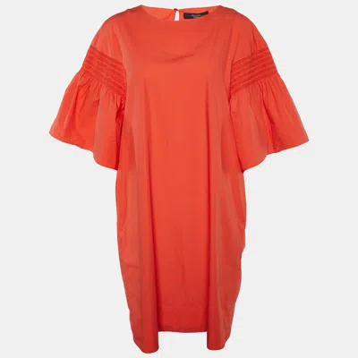 Weekend Max Mara Orange Cotton Shirred Sleeve Mini Dress