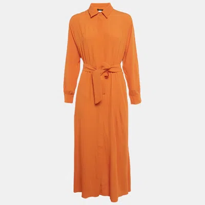Weekend Max Mara Orange Crepe Belted Midi Dress