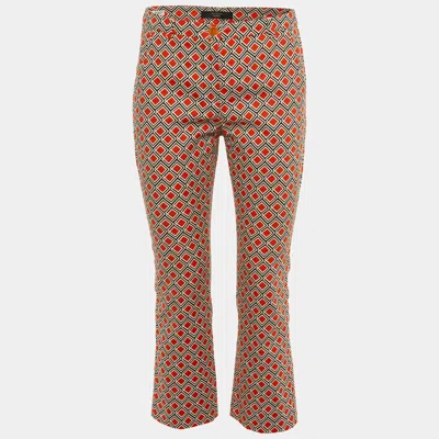 Weekend Max Mara Orange Printed Cotton Capri Pants In Pink