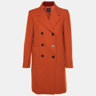 Pre-owned Weekend Max Mara Orange Wool Double Breasted Coat S