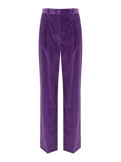 Weekend Max Mara Order Trousers In Cotton Velvet In Purple