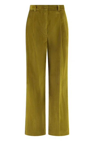 Weekend Max Mara Ordine Corduroy Trousers In Green
