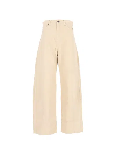 Weekend Max Mara Ordine Wide-leg Cotton-drill Trousers In Neutral