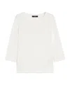 Weekend Max Mara Omens Multia Quarter-sleeve Cotton-jersey T-shirt White In White
