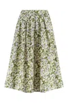 Weekend Max Mara Orme Embroidered Poplin Midi Skirt In Beige