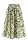 Weekend Max Mara Orme Embroidered Poplin Midi Skirt In Ecru