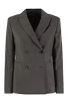 Weekend Max Mara Ornati - Double-breasted Blazer In Wool Canvas In Gray