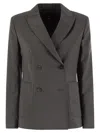 Weekend Max Mara Ornati Double Breasted Blazer In Wool Canvas In Gray