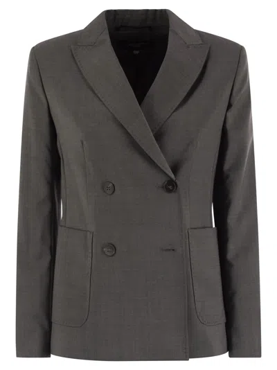 Weekend Max Mara Ornati Double Breasted Blazer In Wool Canvas In Gray