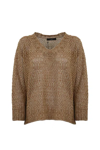 Weekend Max Mara Osteo Linen Sweater In Coloniale/cuoio