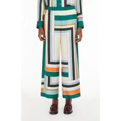 Weekend Max Mara Omens Multicolour Ottavo Striped-print Wide-leg High-rise Silk Trouser