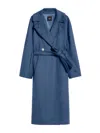 Weekend Max Mara Long-sleeved Lapel Wool Coat In Blue