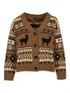 Weekend Max Mara Ovatta Cardigan In Alpaca And Wool Jacquard In Brown