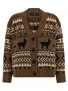 Weekend Max Mara V-neck Cardigan With Ribbed Cuffs And Hem In Multi