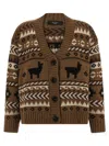 Weekend Max Mara V-neck Cardigan With Ribbed Cuffs And Hem In Multi