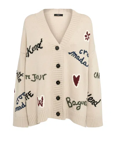 Weekend Max Mara Overfit Cardigan In Pure Wool In Neutral