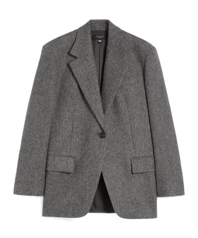 Weekend Max Mara Herringbone Single-breasted Blazer In Gray