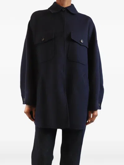 Pre-owned Weekend Max Mara Oversized Button-up Coat In Blue