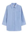 Weekend Max Mara Striped Three-quarter Sleeve Shirt In Blue