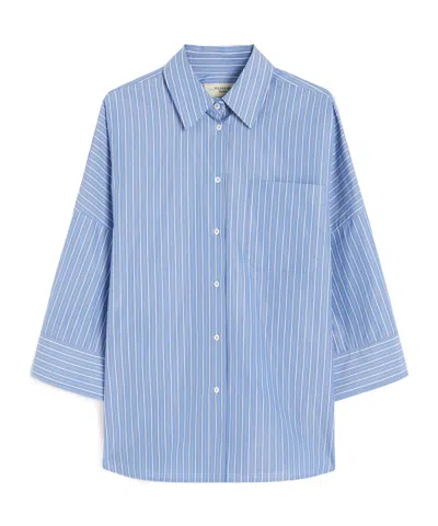 Weekend Max Mara Striped Three-quarter Sleeve Shirt In Blue