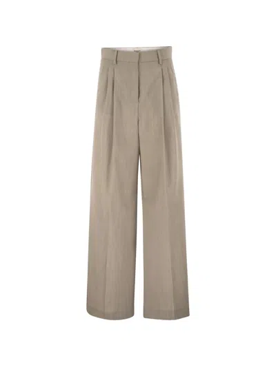 Weekend Max Mara Wool Wide Leg High Waist Ovvio Pant In Neutral
