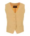 Weekend Max Mara Linen Pace Vest Adjustable Back Strap In Brown