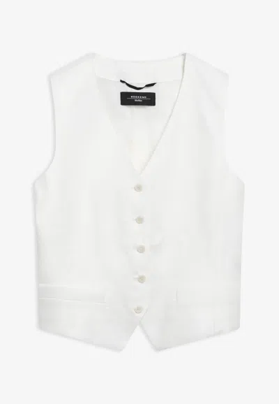 WEEKEND MAX MARA PACE SLEEVELESS LINEN WAISTCOAT