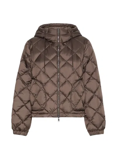 Weekend Max Mara Padded Jacket In Water-repellent Plain-weave Fabric In Brown