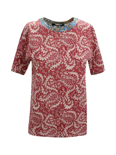Weekend Max Mara Paisley Cotton T-shirt  In Burgundy