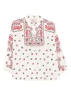 Weekend Max Mara Long Sleeve Paisley Print Cotton Top In White