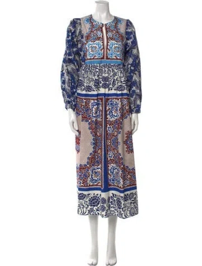 Pre-owned Weekend Max Mara Paisley Print Long Dress In Blue