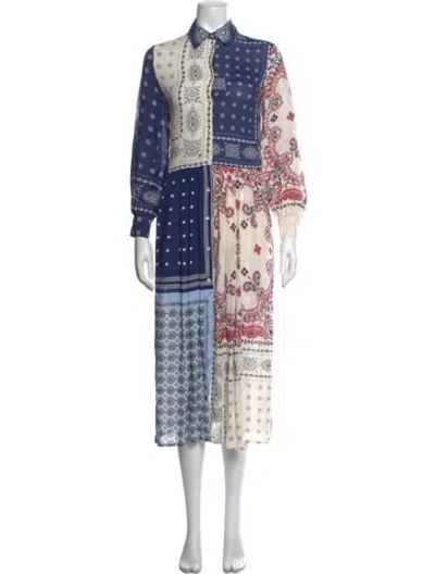 Pre-owned Weekend Max Mara Paisley Print Long Dress In Blue