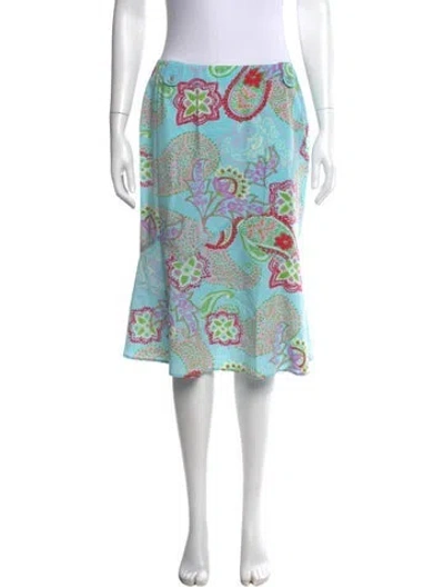 Pre-owned Weekend Max Mara Paisley Print Midi Length Skirt In Blue