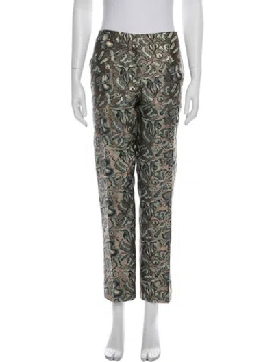 Pre-owned Weekend Max Mara Paisley Print Straight Leg Pants In White