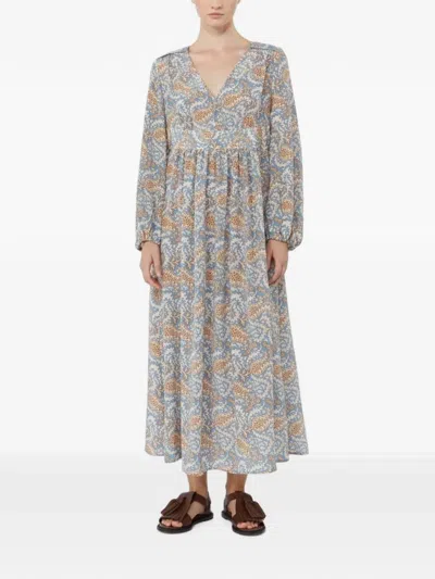 Weekend Max Mara Paisley-print V-neck Maxi Dress In Blue