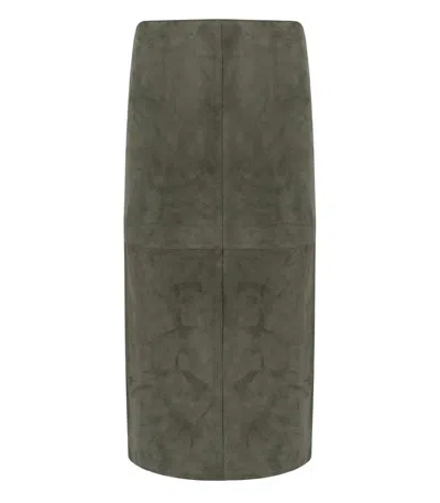 Weekend Max Mara Pala Khaki Midi Skirt In Green