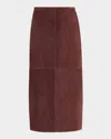 Weekend Max Mara Pala Straight Suede Midi Skirt In Brown