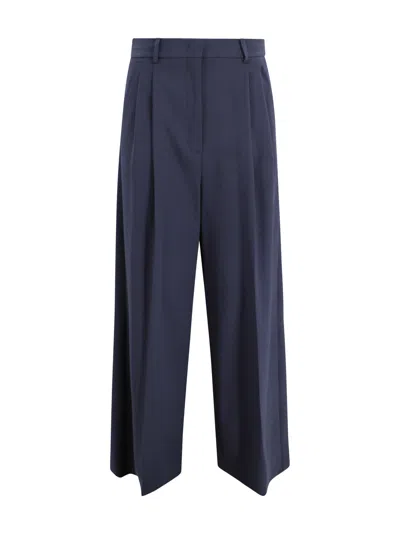 Weekend Max Mara Palazzo Trousers In Stretch Wool In Blue