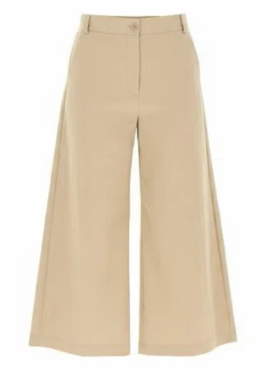 Weekend Max Mara Pale Brown Rear Flap Trousers In Neutral