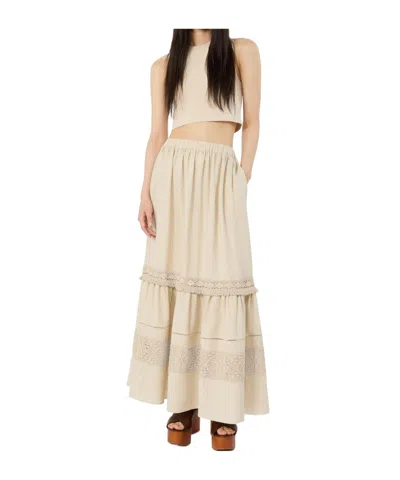 Weekend Max Mara Pallore Lace-detailed Skirt In Nude