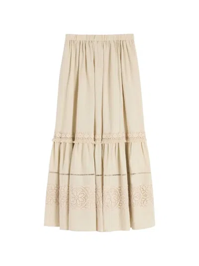 Weekend Max Mara Omens Sand Pallore Embellished Linen Maxi Skirt In Neutral