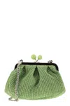 Weekend Max Mara Pasticcino Palmas Small Emerald Green Clutch Bag In Green
