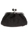 Weekend Max Mara Fortuna Raffia Effect Clutch In Black