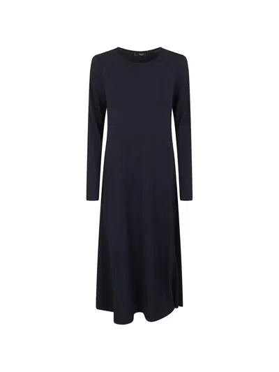 Weekend Max Mara Panelled Long-sleeve Midi Dress In Black