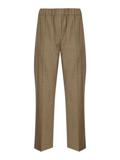 Weekend Max Mara Hateley Trousers In Wool Flannel In Brown